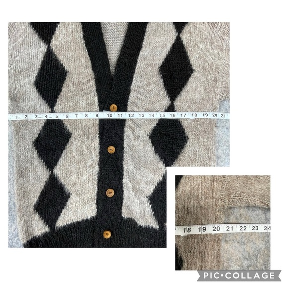 One of A Kind Bolivian Handmade 100% Alpaca Wool Grandpacore Cardigan Sweater  L - Picture 14 of 16